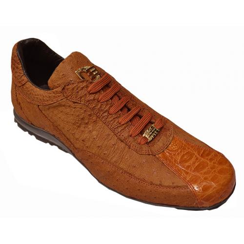 David Eden "Ross" Caramel Genuine Crocodile / Ostrich Casual Sneakers